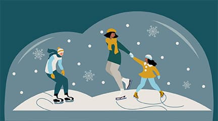 Ice skating in snow globe. Winter Village DTDB